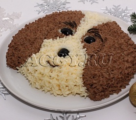 Новогодний салат "Собачка", как символ года Собаки