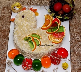 Торт "Курочка" с желейными яйцами
